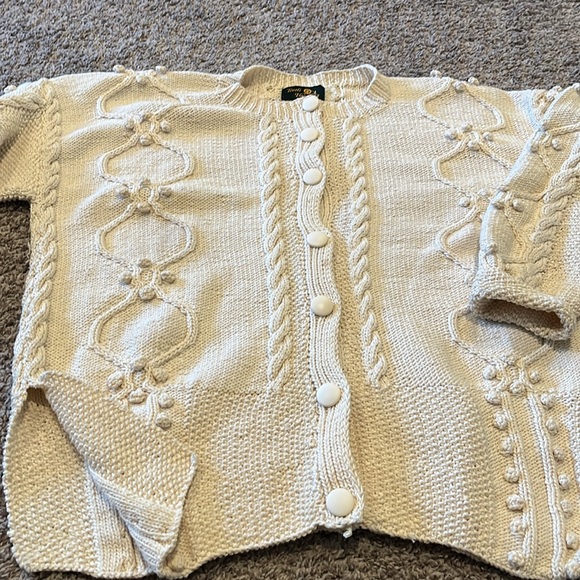 Tivoli Hand knit Chunky Cardigan, 100% cotton  Christmas Sweater Cream Size M/L - Picture 2 of 7